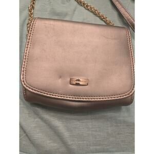LIZ Claiborne metallic silver Crossbody Bag Chain Strap Snap Closure